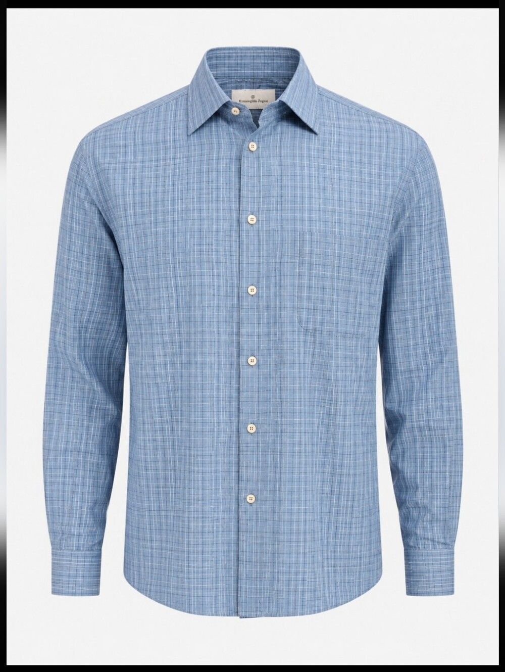 Ermenegildo Zegna Blue Plaid Button Front Shirt Made in Italy Men's Large